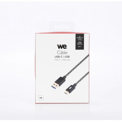 Câble USB C mâle USB A mâle tressé 1 m USB 3 1 gen 2 noir et