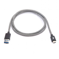 Câble USB C mâle USB A mâle tressé 1 m USB 3 1 gen 2 noir et