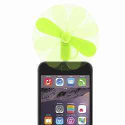 MINI VENTILATEUR UNIVERSEL VERT COMPATIBLE MICRO USB ET APPLE 5 