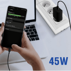 CHARGEUR CABLE C C 45W ULTRA FAST ORIGINE SAMSUNG NOIR