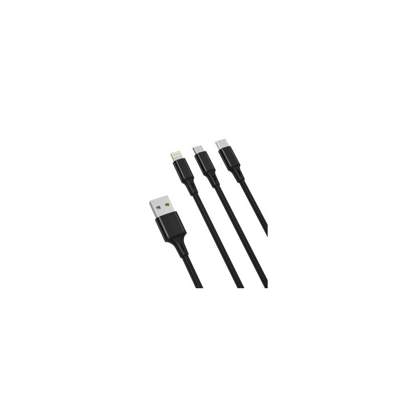 CABLE XO NB173 3 EN 1 USB C LIGTHNING MICRO 2 4A NOIR