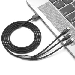 CABLE XO NB173 3 EN 1 USB C LIGTHNING MICRO 2 4A NOIR