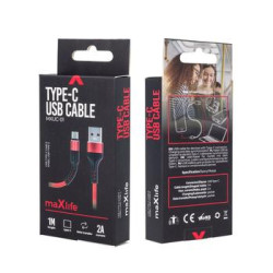 DATA CABLE TYPE C 2A RENFORCE ROUGE