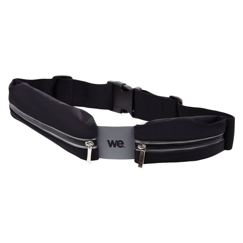 Ceinture sport noire en Lycra Waterpoof double poche Universel 