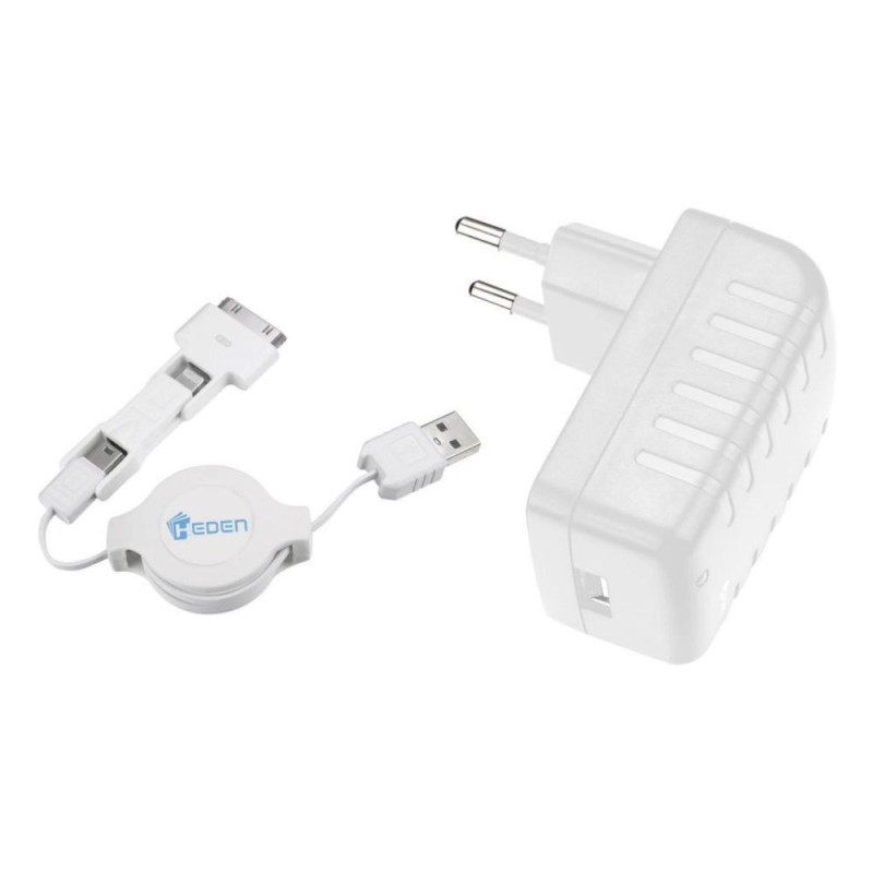 Chargeur prise murale Heden 3en1 Micro usb 2 connectique apple