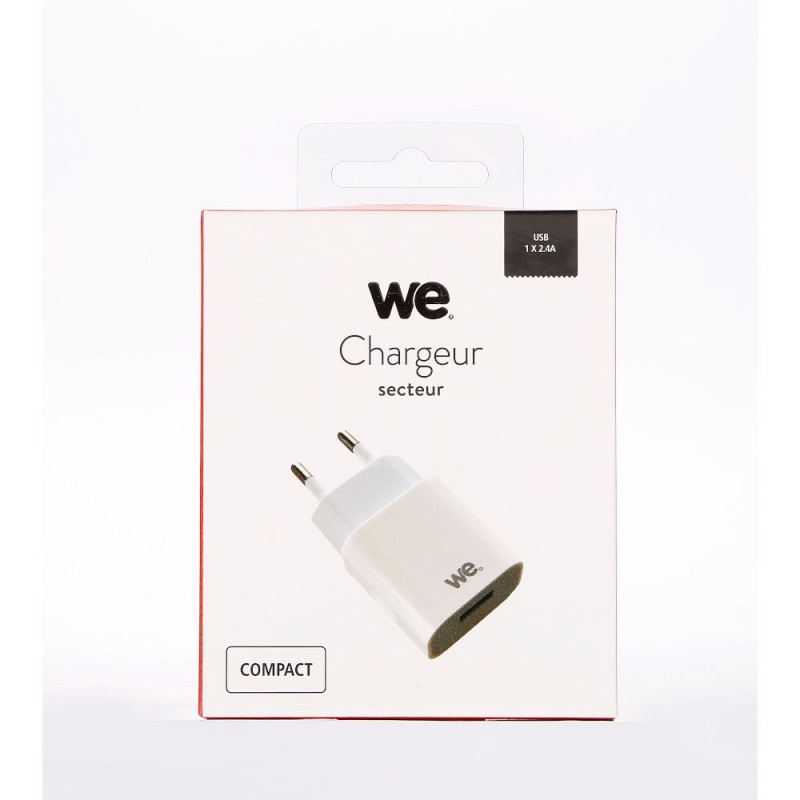Chargeur secteur 1 USB 2 4A blanc