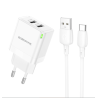 CHARGEUR 2 USB TYPE C 2 1A CABLE 1M BN15 BOROFONE BLANC