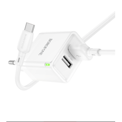 CHARGEUR 2 USB TYPE C 2 1A CABLE 1M BN15 BOROFONE BLANC