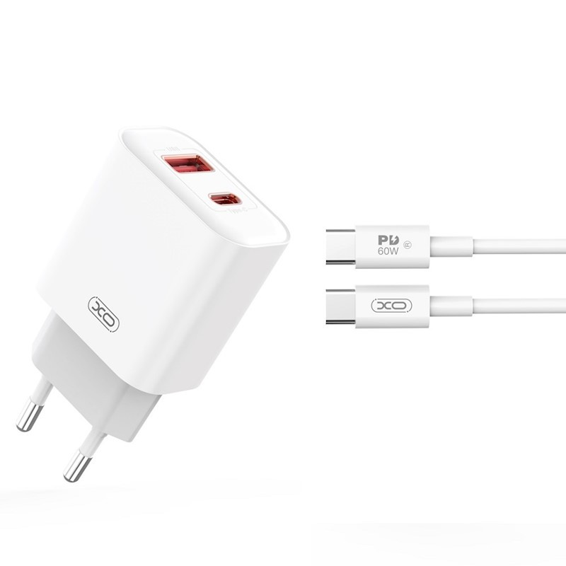 CHARGEUR MURAL 1XUSB 1X USB C 20W CABLE USB C C XO CE12 BLAN