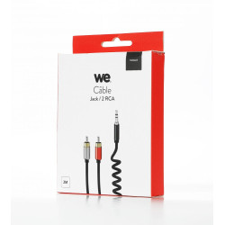 Câble Jack mâle 3 5mm 2 RCA torsadé 2m noir