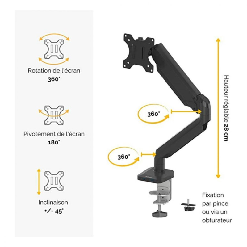 FELLOWES BRAS PORTE ECRAN SIMPLE PLATINUM SERIES