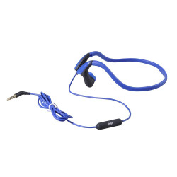 Ecouteurs sport filaire Bleu Arceau tour de cou toucher doux Mic