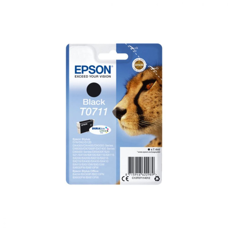 EPSON Cartouche Guépard T0711 Encre DURABrite Ultra Noir 7 4ml