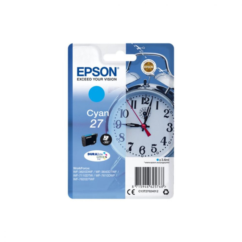 EPSON Cartouche Réveil 27 Encre Durabrite Cyan 3 6ml