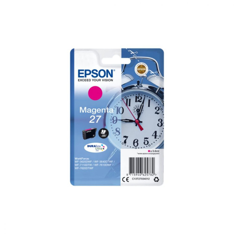EPSON Cartouche Réveil 27 Encre Durabrite Magenta 3 6ml