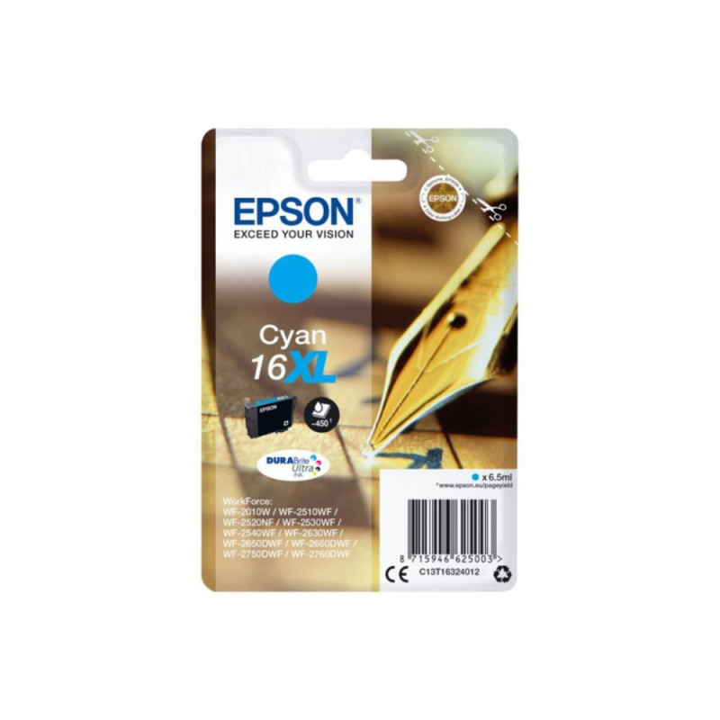 EPSON Cartouche Stylo à plume 16XL Encre Durabrite Cyan XL 6 5ml
