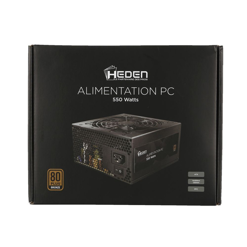 Alimentation PC ATX HEDEN 80PLUS BRONZE 550W Ventilateur 120mm 