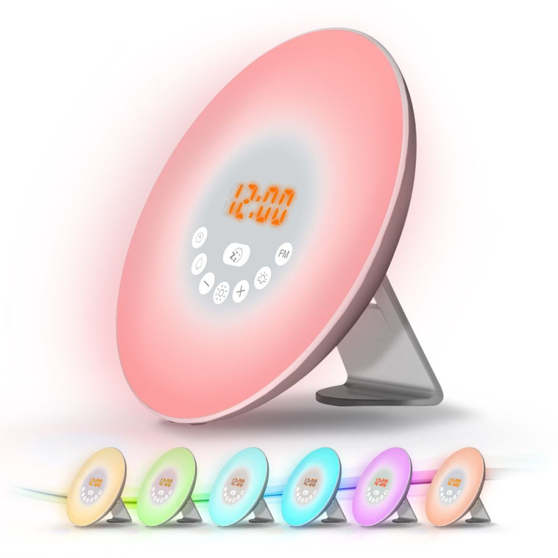 Réveil lumineux WE 2W radio FM lampe de chevet simul de lever 