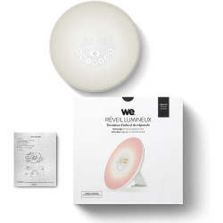 Réveil lumineux WE 2W radio FM lampe de chevet simul de lever 