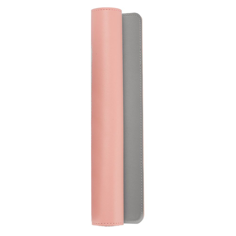 Tapis de souris XXL en PU réversible rose et gris 