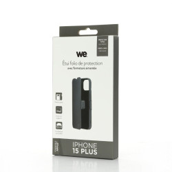 WE Etui folio AIMANTE APPLE IPHONE 15 PLUS Noir fermeture magn