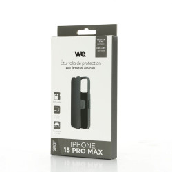 WE Etui folio AIMANTE APPLE IPHONE 15 PRO MAX Noir fermeture m