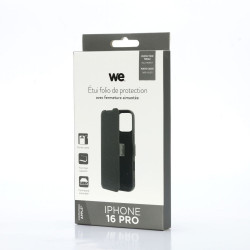 WE Etui folio AIMANTE APPLE IPHONE 16 PRO Noir fermeture magné
