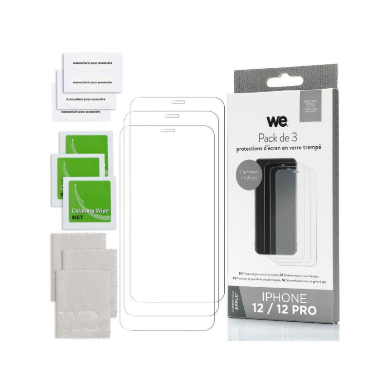 WE PACK 3 verres trempés IPHONE 12 12 PRO 3 Protections d éc