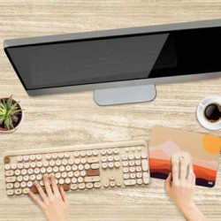 WE POP Pack clavier souris sans fil coloris Beige Crème Con