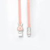 Câble lapin USB micro USB plat1m rose Connecteurs en zinc