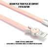 Câble lapin USB micro USB plat1m rose Connecteurs en zinc