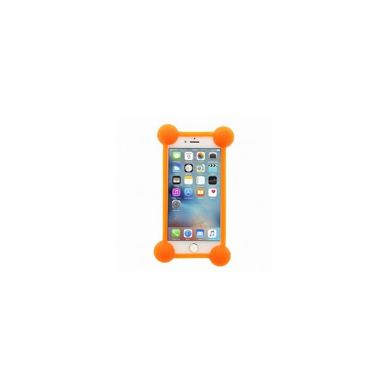 BUMPER SILICONE ANTI CHOC UNIVERSEL ORANGE POUR SMARTPHONE SOUS 