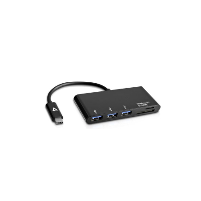 V7 HUB USB C mâle vers USB3 Carte Flash PC MAC